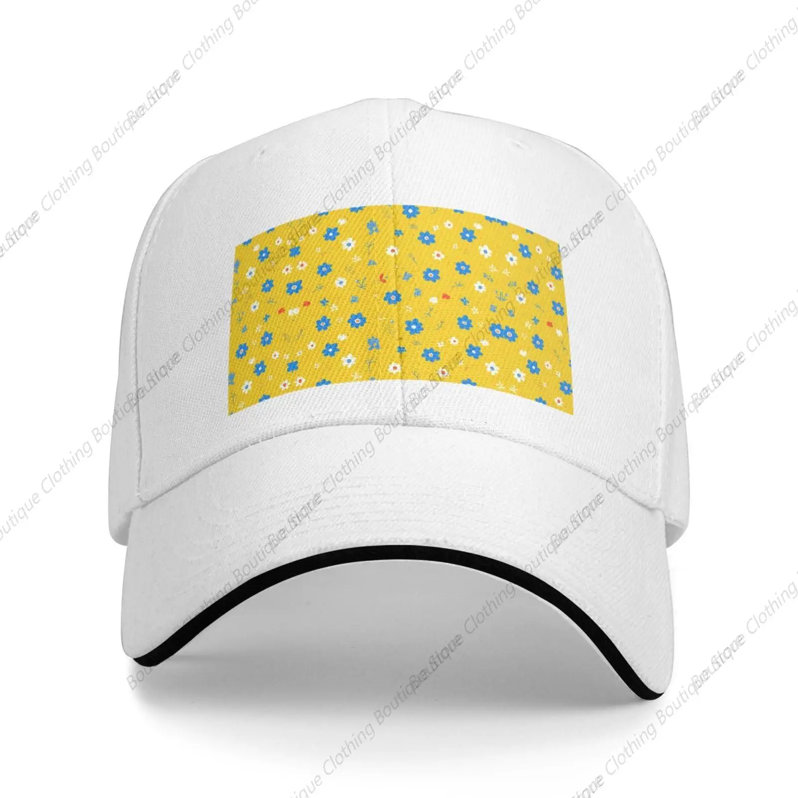 Beige and chrysanthemum Comfortable and breathable casual sandwich baseball cap - light and dry, curved brim hat