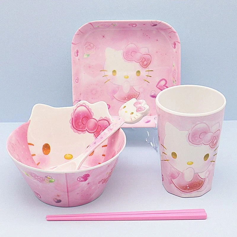 Hello kitty cartoon animation creative children\'s set style divided plate anti-fall cute fashion bowl foreign birthday gift