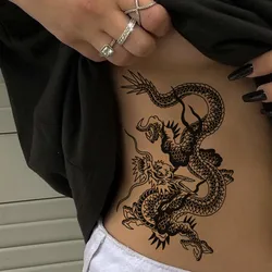 Etiqueta temporária impermeável do tatuagem, estilo japonês, preto, branco, chama, arte corporal, falsificação, braço, flash, fêmea, homem