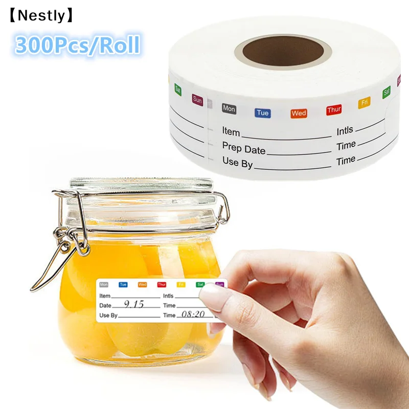 Snacks Food Labels - 300 個/ロールキッチン日付食品ステッカーラベル文具ステッカースナック保管期限ラベル自己粘着ステッカー〔Nest〕