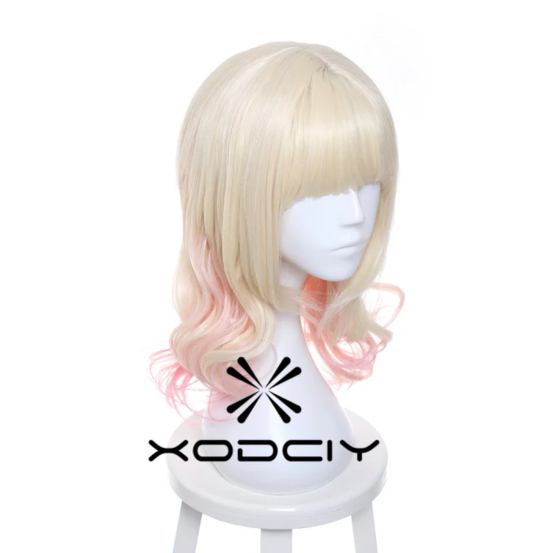 Anime Diabolik Lovers Komori Yui Cosplay Wig Blonde Pink Ombre Curly Wigs Heat Resistant Synthetic Hair Halloween Party Role
