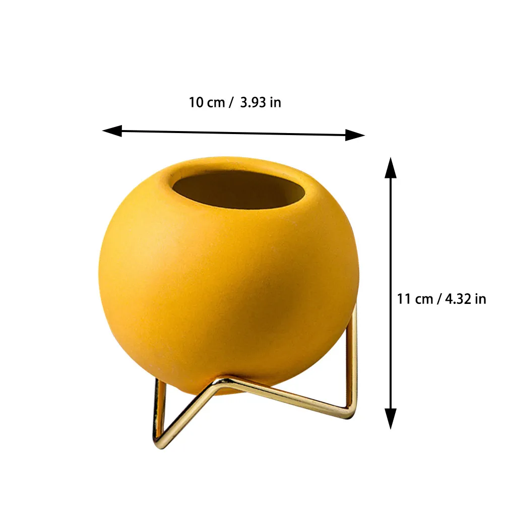Nordic Style Yellow Iron Plant Pot Creative Chic Flowerpot for Home Decoration Desk Window Sill Bathroom School Plant Growing