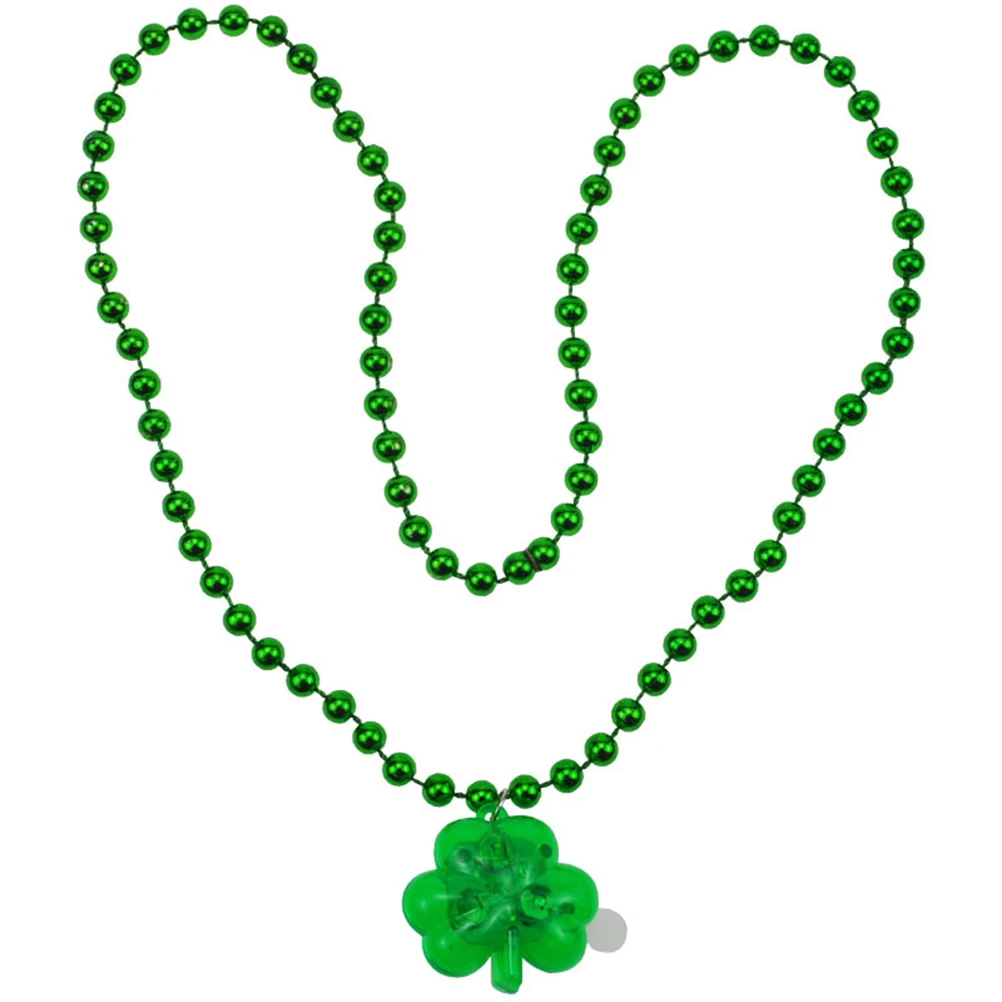 

2pcs LED Light Necklace Shamrock Patricks Day Glowing Necklaces Luminous Party Wear Clover Necklace Kids Gift