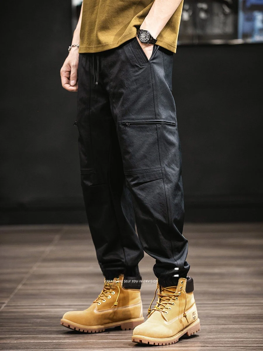 

Американская рабочая одежда в стиле ретро, ​​свободный крой, мужские летние брюки нового стиля, повседневные брюки, длинные брюки с манжетами, молодежный энергичный стиль