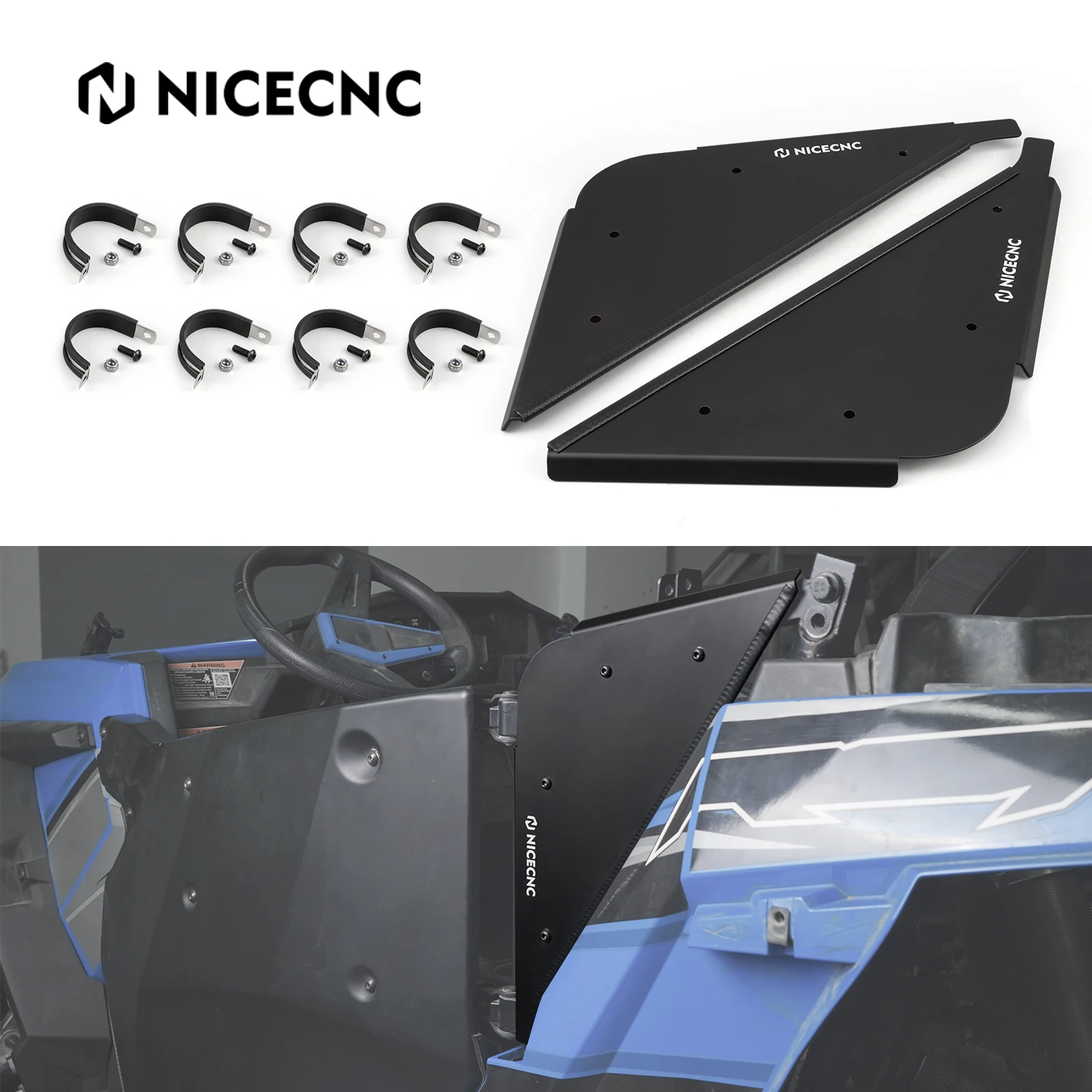 

NICECNC UTV Rear Door Side Panels For Polaris RZR XC S 4 900 2015-2017 XP 1000 2014-2023 4 Turbo S 2019-2021 S4 900 2018