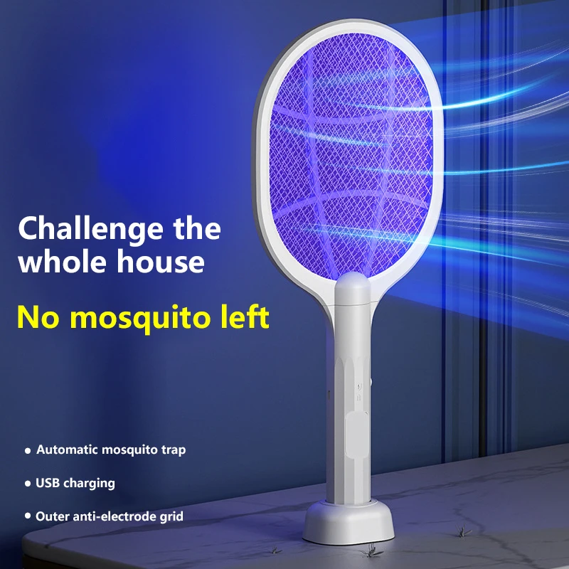 2-in-1 Rechargeable Mosquito Clap Multifunctional Stand Electronic Mosquito Clap With Violet Light Mosquito Trap Mode - Image 2