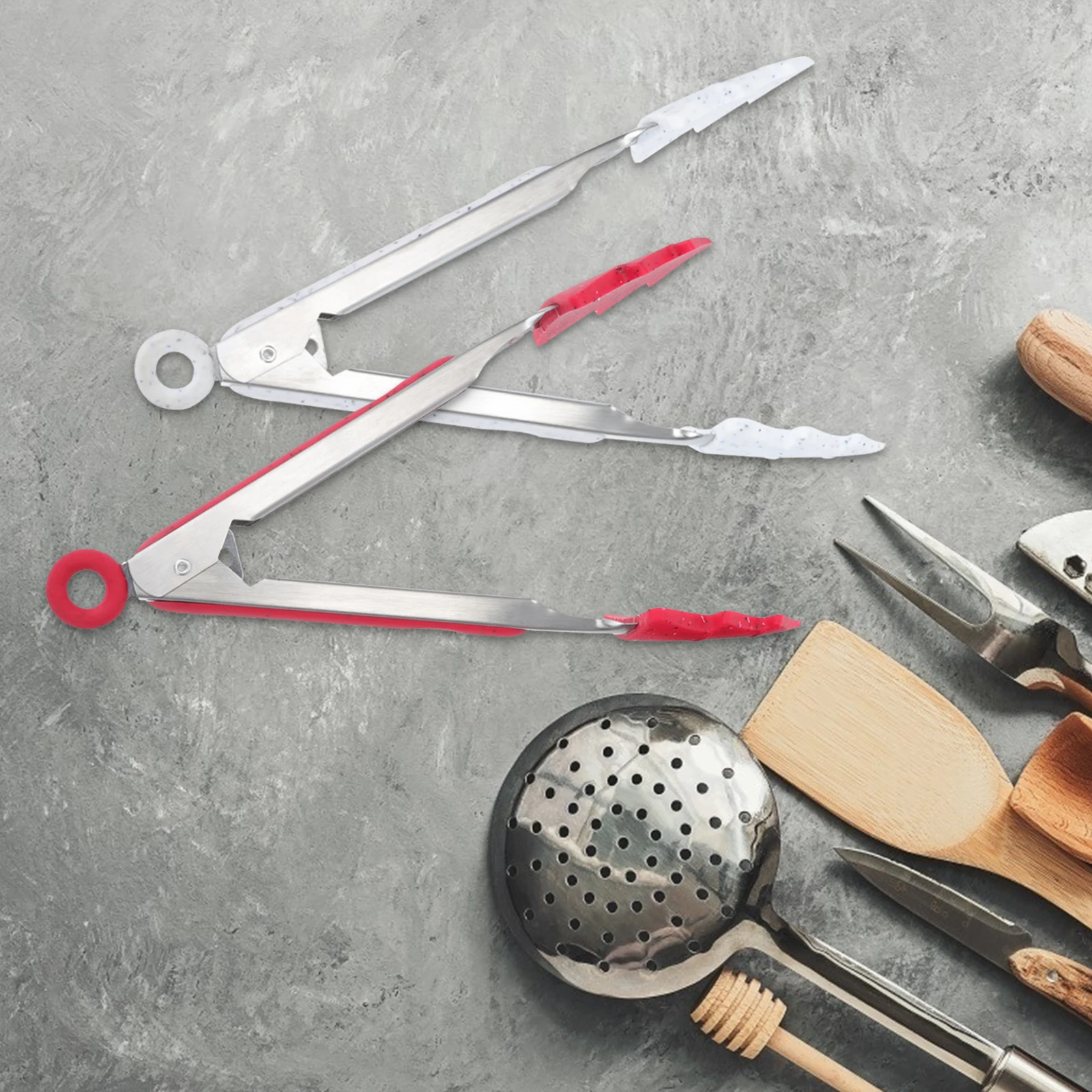 

4Pcs Christmas Kitchen Supplies High-Quality Materials Comfortable Grip Food Serving Tongs Practical Food Tongs