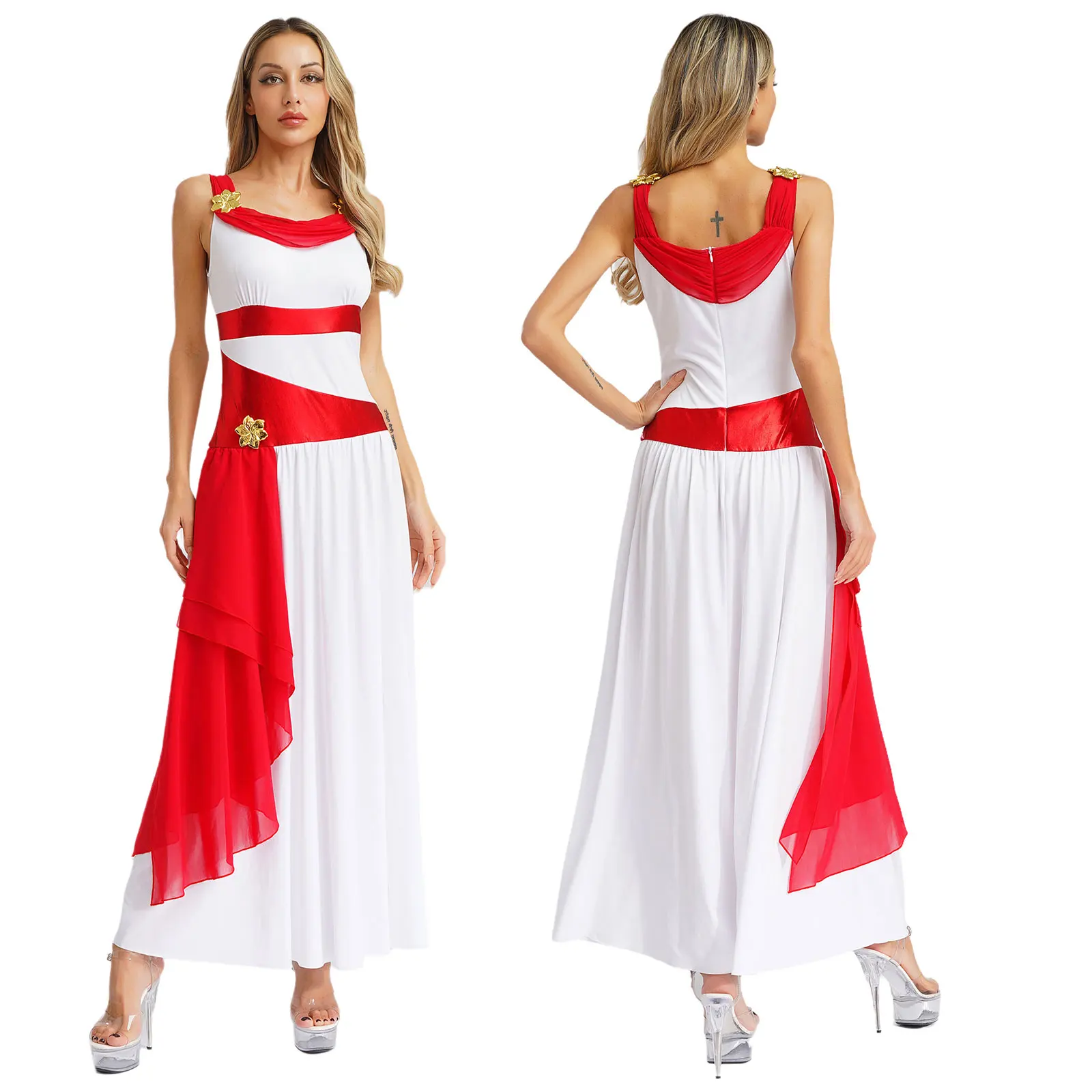 

Women Ancient Medieval Grecian Queen Cosplay Performance Dress Halloween Carnival Greece Egyptian Princess Role Play Costume