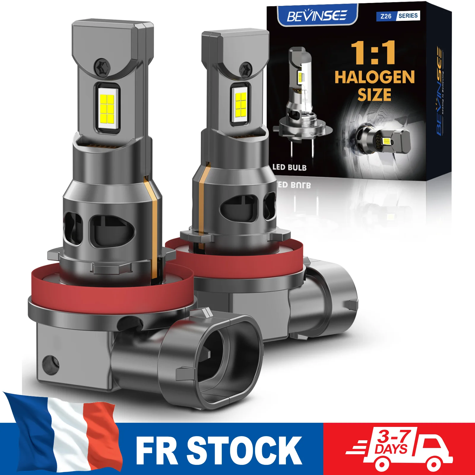 BEVINSEE H11 H1 LED Autolichter CANBUS Fehlerfrei 70W 12000LM 1:1 Halogen-Größe Plug&Play Kabellos H8 H9 LED Auto-Nebelscheinwerfer 6000K 12V