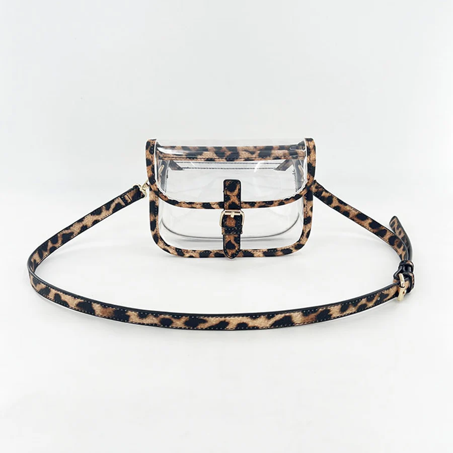 

Casual PVC Transparent Small Flap Shoulder Crossbody Bag Girls Leopard Waterproof Purse Handbags Jelly Summer Beach Clear Bags
