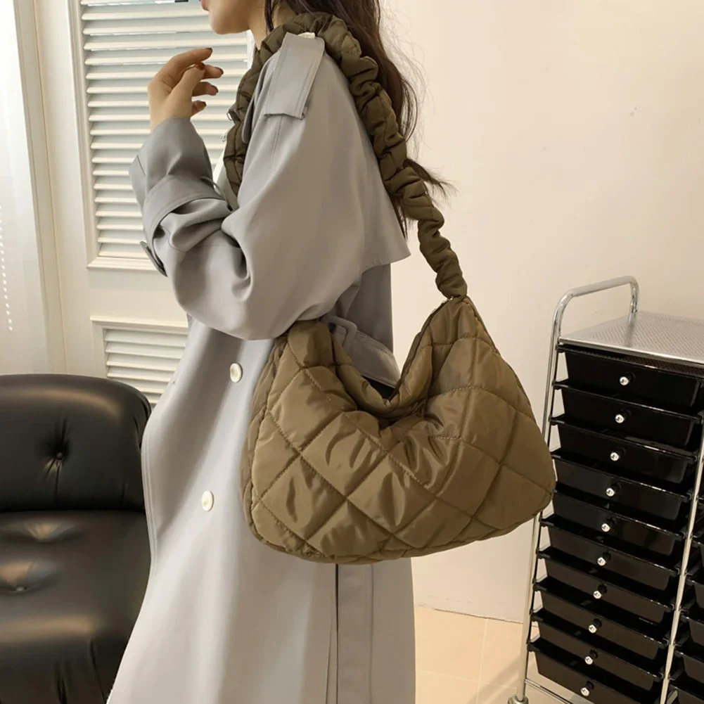 Puffer Tote Bags for Women Pleated Shoulder Bag Fashion Casual Bubbles Cloud Bag Hobo Ruched Crossbody Messenger Bags 2023 New