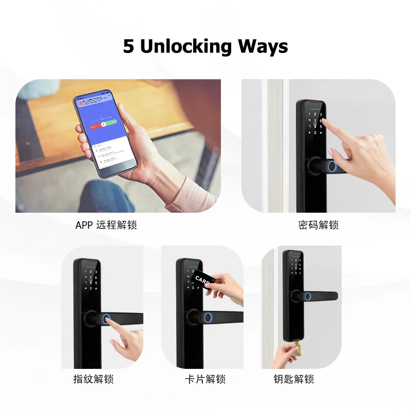 Smart Fingerprint Door Lock with APP Control & Keyless Entry, Touch to Open Metal Security Gate Lock for Outdoor Anti-Theft Door