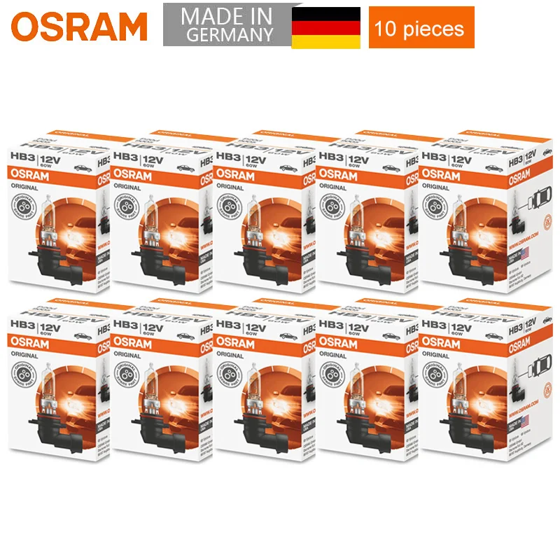 10pcs OSRAM 9005 HB3 12V 60W P20d 3200K Original Line Bulbs Halogen Headlight Auto Lamps OEM Quality Made in US Wholesale