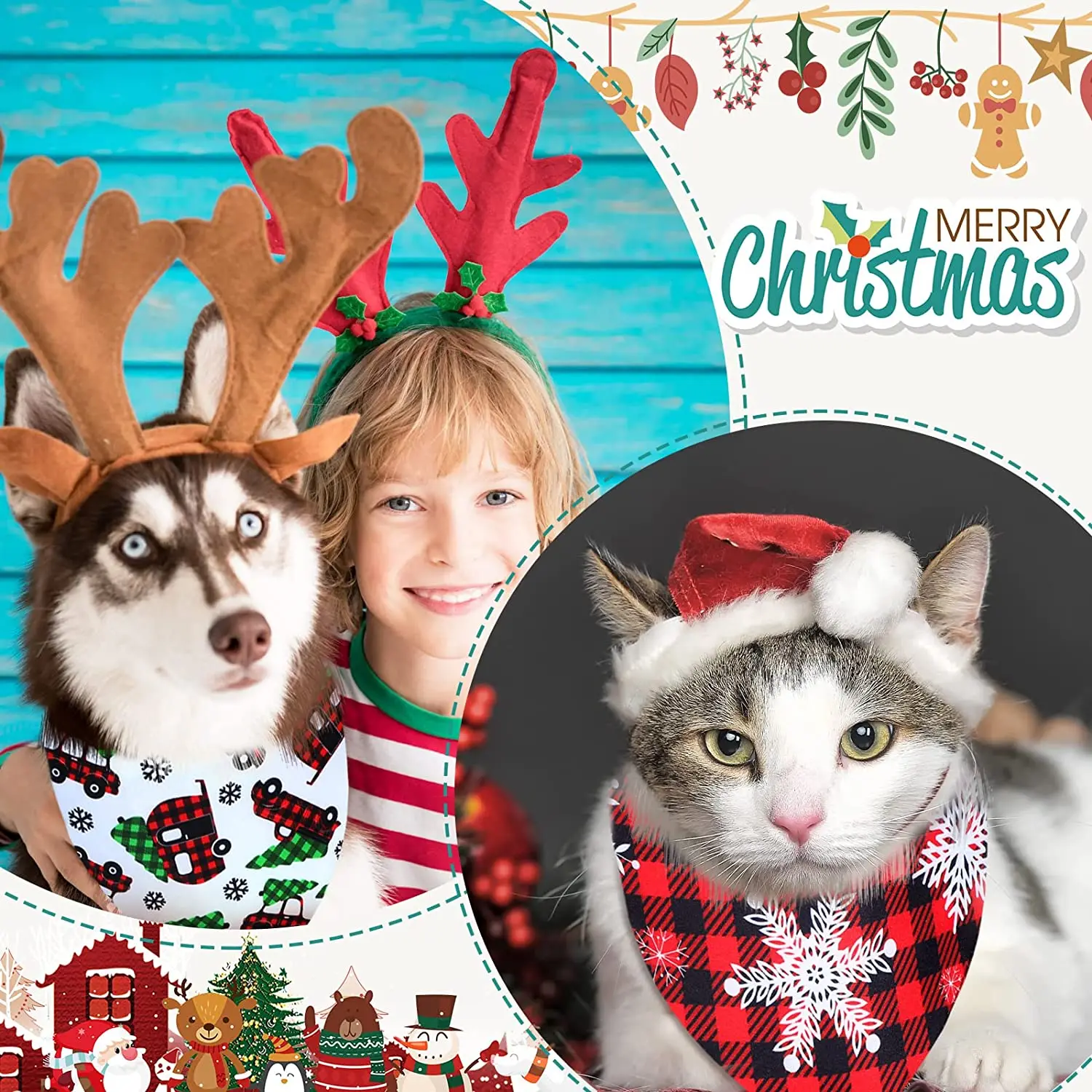30er-Pack Weihnachts-Hunde-Bandana für Herbst, Thanksgiving, Haustiere, Schal, Dreieckslätzchen, Halloween-Haustier-Bandanas für kleine, mittelgroße und große Hunde – Detail 3