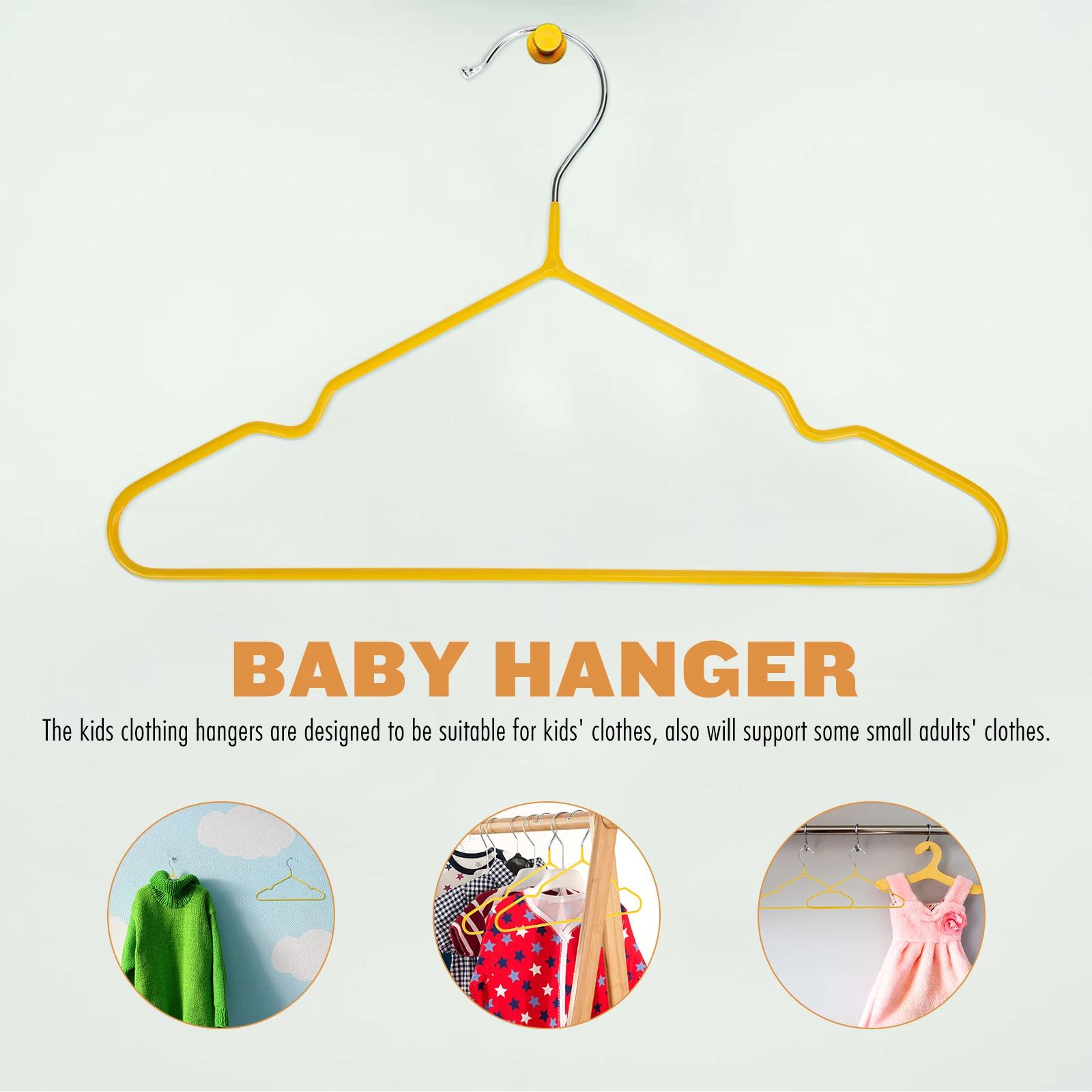 

10pcs Baby Clothes Hangers Children Coat Hangers Kids Plastic Non Slip Small Clothing Hanger Yellow