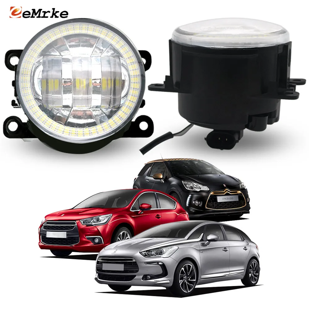 LED Fog Driving Lights PTF for Citroen DS 3 DS 4 DS 5 Front Bumper Angel Eyes Rings DRL Daytime Running Light 30W with Lens