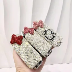 Kawaii Hello Kitty Full Diamond pettine pieghevole specchio due in uno portatile Anti-nodo trucco viaggio capelli BangsnGift per le donne ragazze