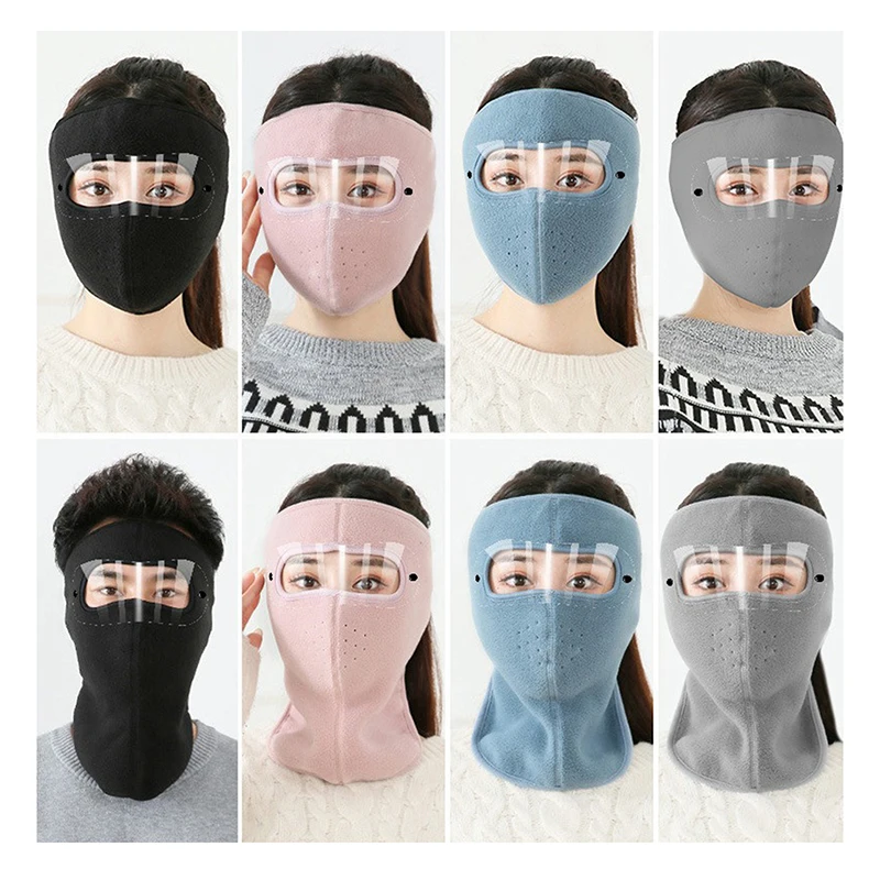 

Winter Unisex Face Warm Mask With HD Goggles Windproof Thick Cycling Cap Outdoor Sports Motorcycling Breathable Shield Caps