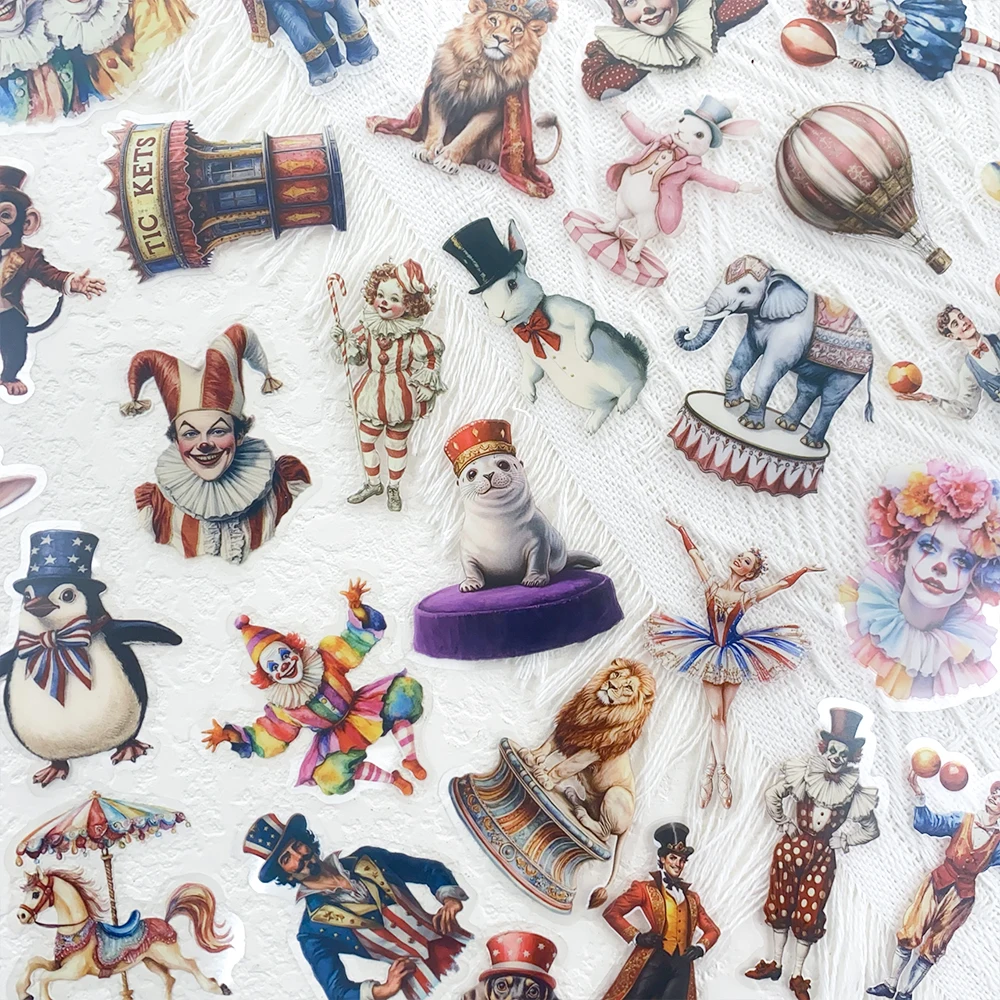 50 قطعة ملصقات الحيوانات الأليفة شفافة السيرك الشارات للهاتف المحمول دفتر سكيت الغيتار DIY بها بنفسك ملصقات الجمالية الهدايا الإبداعية