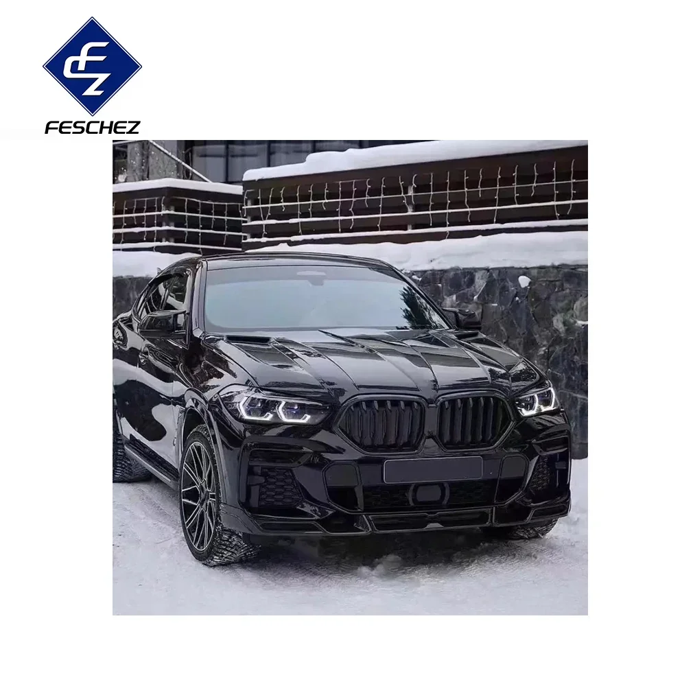 LD style front spoiler rear diffuser side skirt grill carbon fiber body kit for Bmw X6 G06 X6M 2019-2023