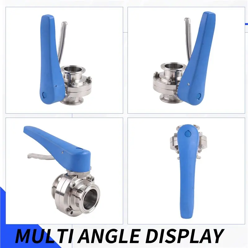 AT05-Butterfly Valve With Blue Trigger Handle Stainless Steel 304 Tri-Clamp