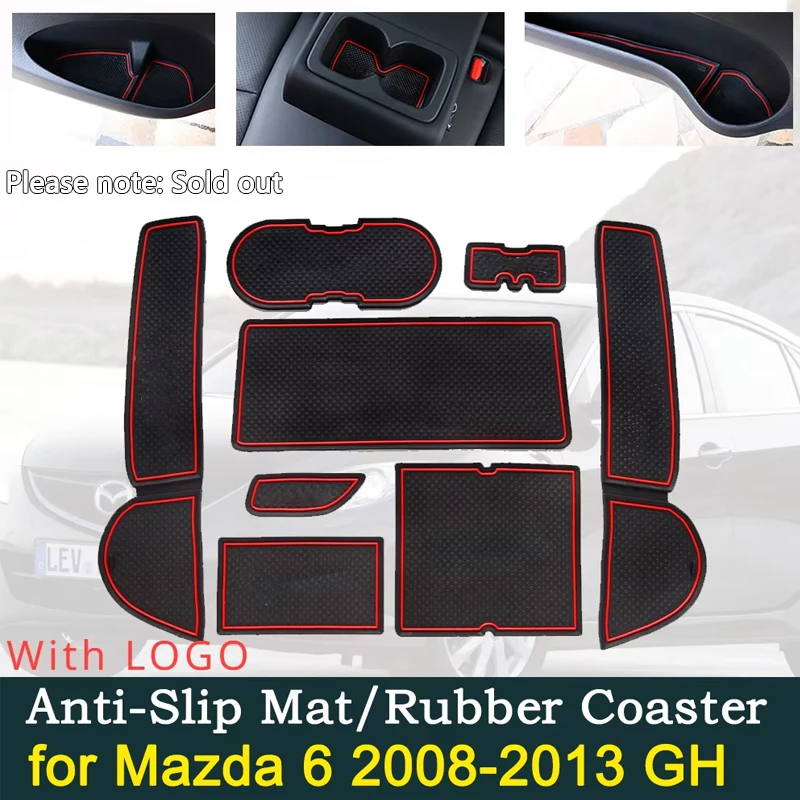 Sold out Anti-slip Rubber Door Cup Cushion for Mazda 6 2008~2013 GH Sedan Wagon 2009 2010  Groove Mat Interior Car Accessories