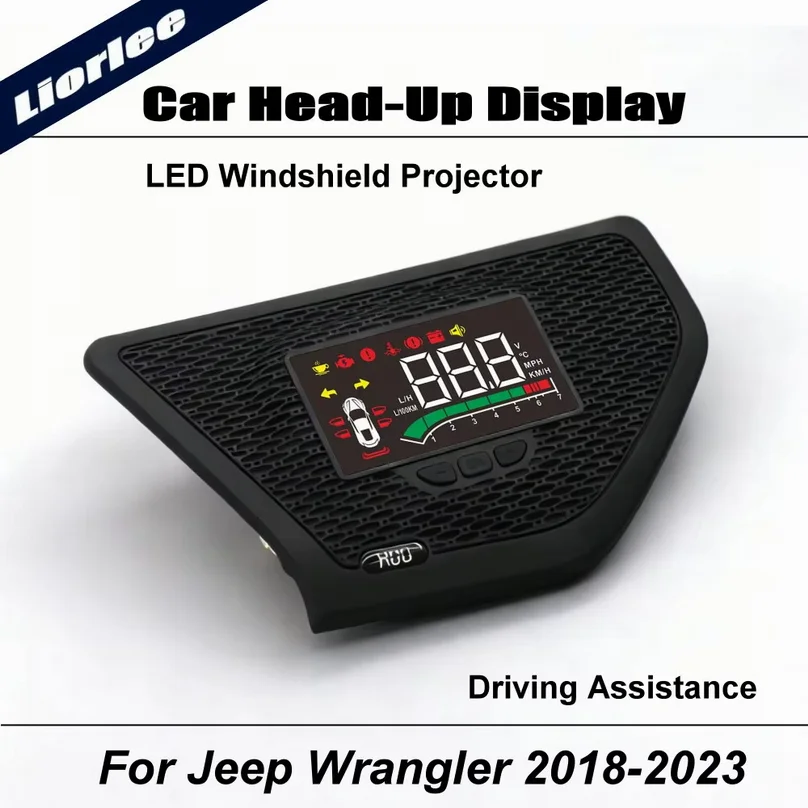 Auto HUD Head Up Display For Jeep Wrangler 2018-2023 Car LED Projector Windshield Safe Driving Assistance Accessories