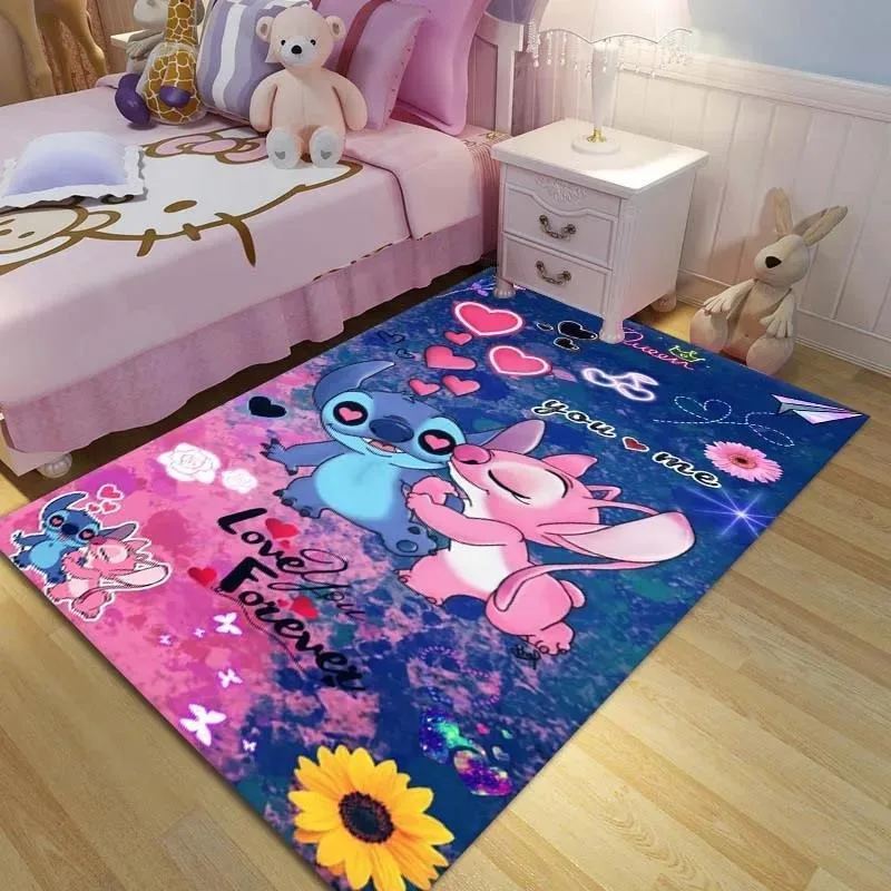 VIKAMA Blue Alien Creatures Crystal Pile Home Decorative Rugs Living Room Bedroom Kitchen Bathroom Non-Slip Mats