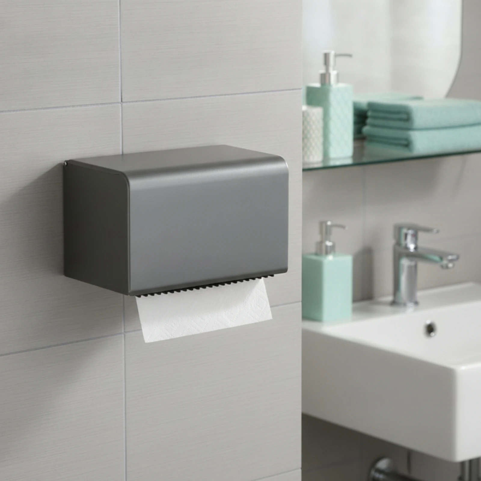 Tissue Box Holder with Lid Wall-Mounted Tissue Box Holder Home Accessory No-Drill Waterproof for Bathroom