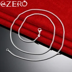 ALIZERO 40-70cm 925 Sterling Silver 2mm Side Chain Necklace For Women Men Wedding Party Fashion Charm Jewelry Gift