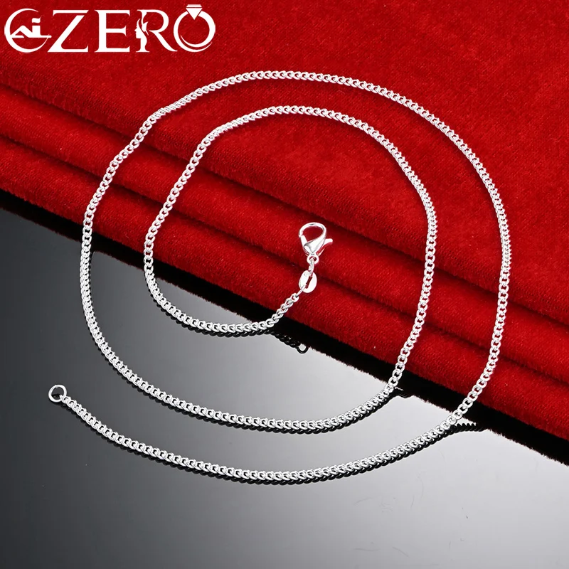ALIZERO 40-70cm 925 Sterling Silver 2mm Naszyjnik z łańcuszkiem bocznym dla kobiet Mężczyźni Ślub Impreza Moda Urok Biżuteria Prezent