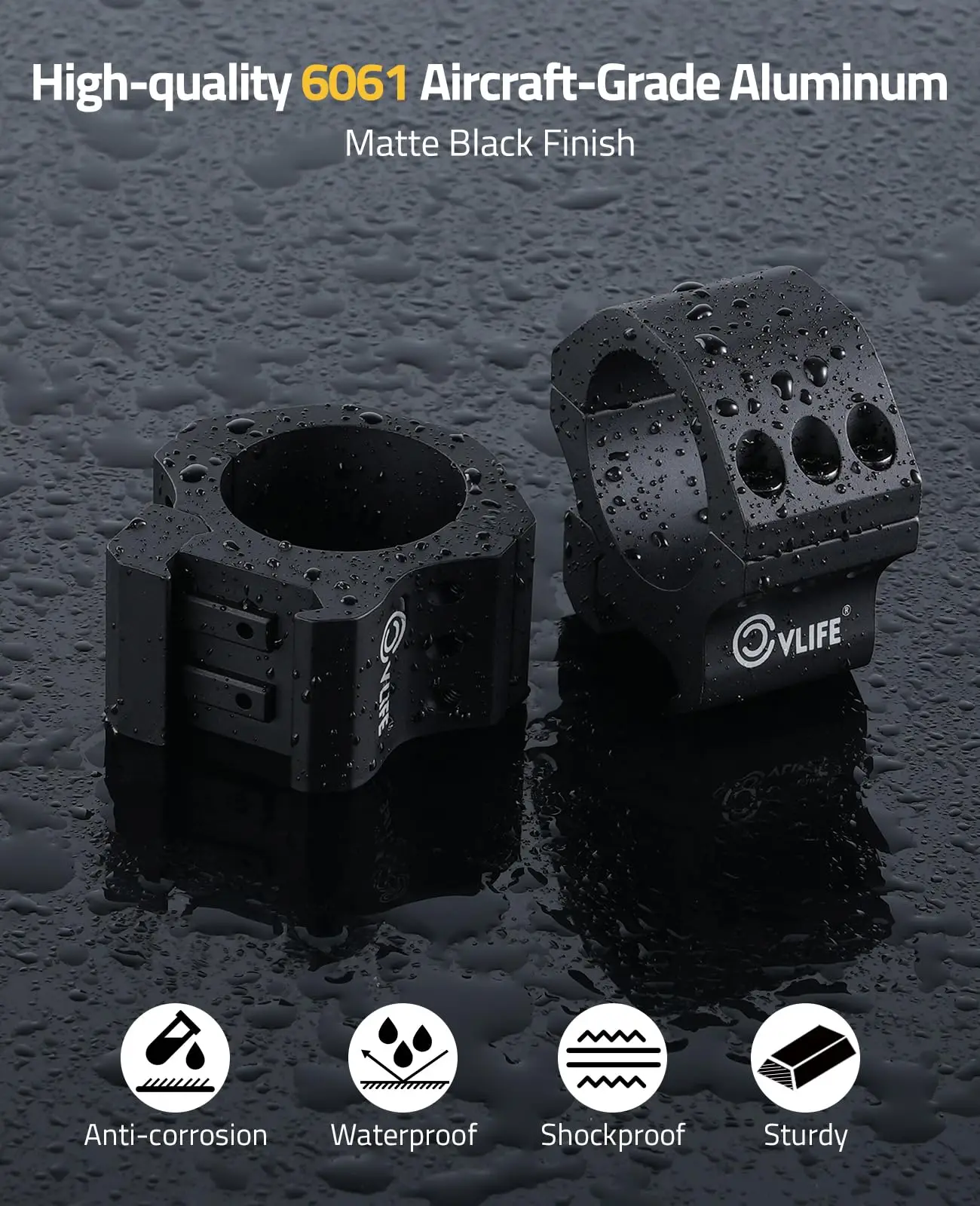 

CVLIFE 30mm Tube Scope Mount 0.9" Height Low Profile Optics Rings for Picatinny Rails 2 Pieces for Huhnting Alu