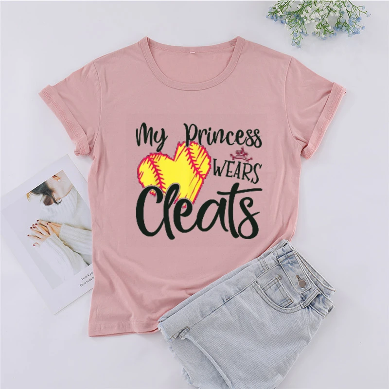 Harajuku camiseta gráfica para mulheres, minha princesa usa camisa de chuteiras, mãe softball, roupas Y2K