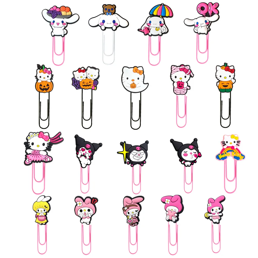 

Cute Cartoon PVC Sanrio HelloKitty Kuromi My Melody Spot Colored Paperclip Creative Student Stationery Y2k Fashion Toys Anime