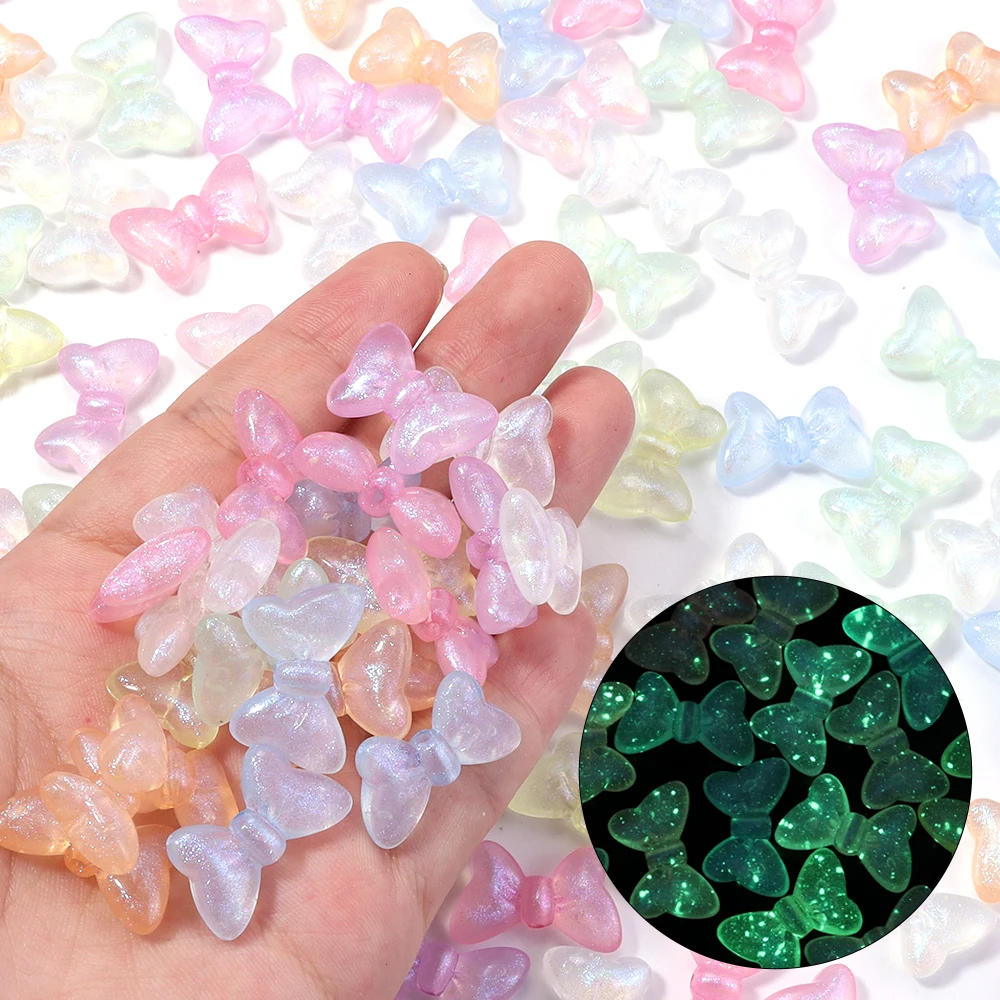 30 teile/los Acryl Bogen Perlen Mehrfarbige Transparente Bowknot Perlen Lose Spacer Perlen Für DIY Schmuck Machen Schlüsselbund Zubehör