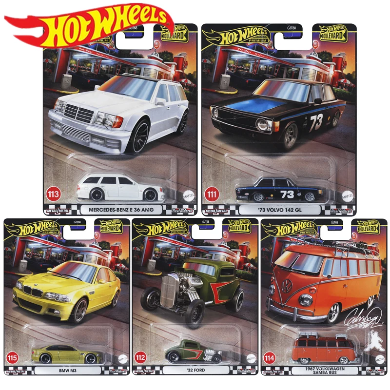 Genuine Hot Wheels Premium Car Boulevard Boys Toys 1:64 Diecast BMW Volkswagen Samba Bus Benz Forf Volvo Vehicle Model Gift