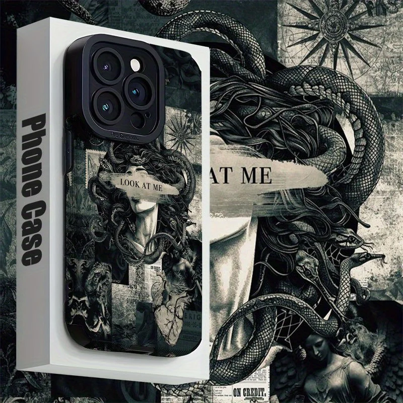 For Samsung S25 Dark Gothic Medusa Collage Shockproof Slim Compatible For Galaxy S25/S24/S23/S22/S21/S20 and A Series Models