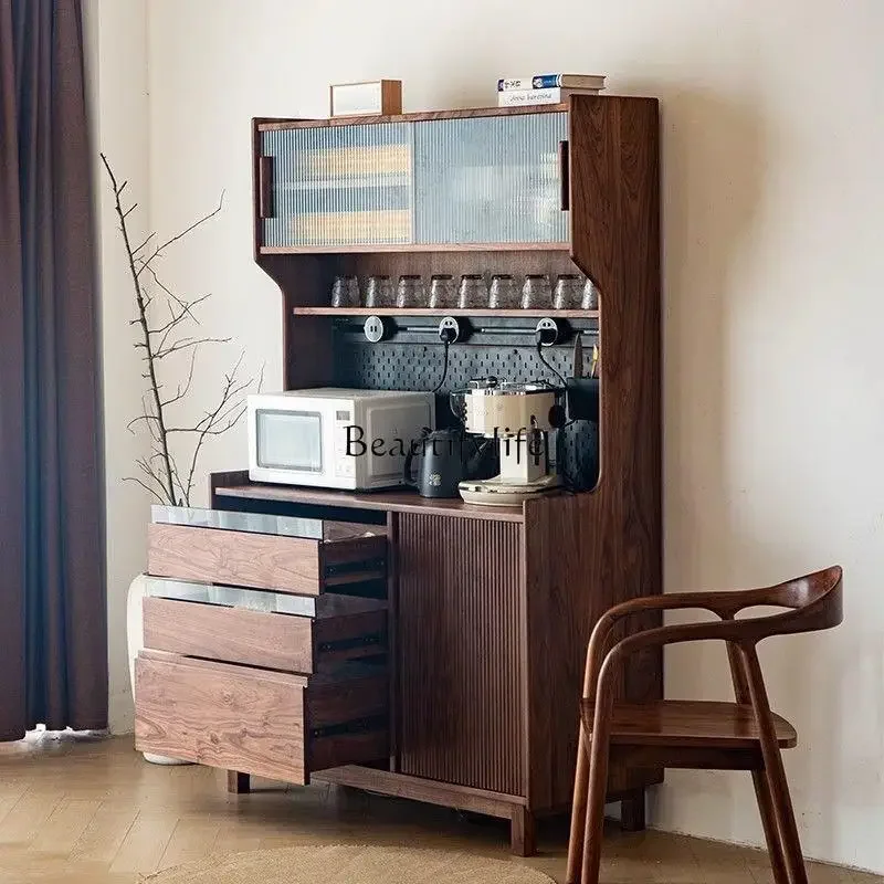 

01 Nordic solid wood black walnut slate small household tea living room