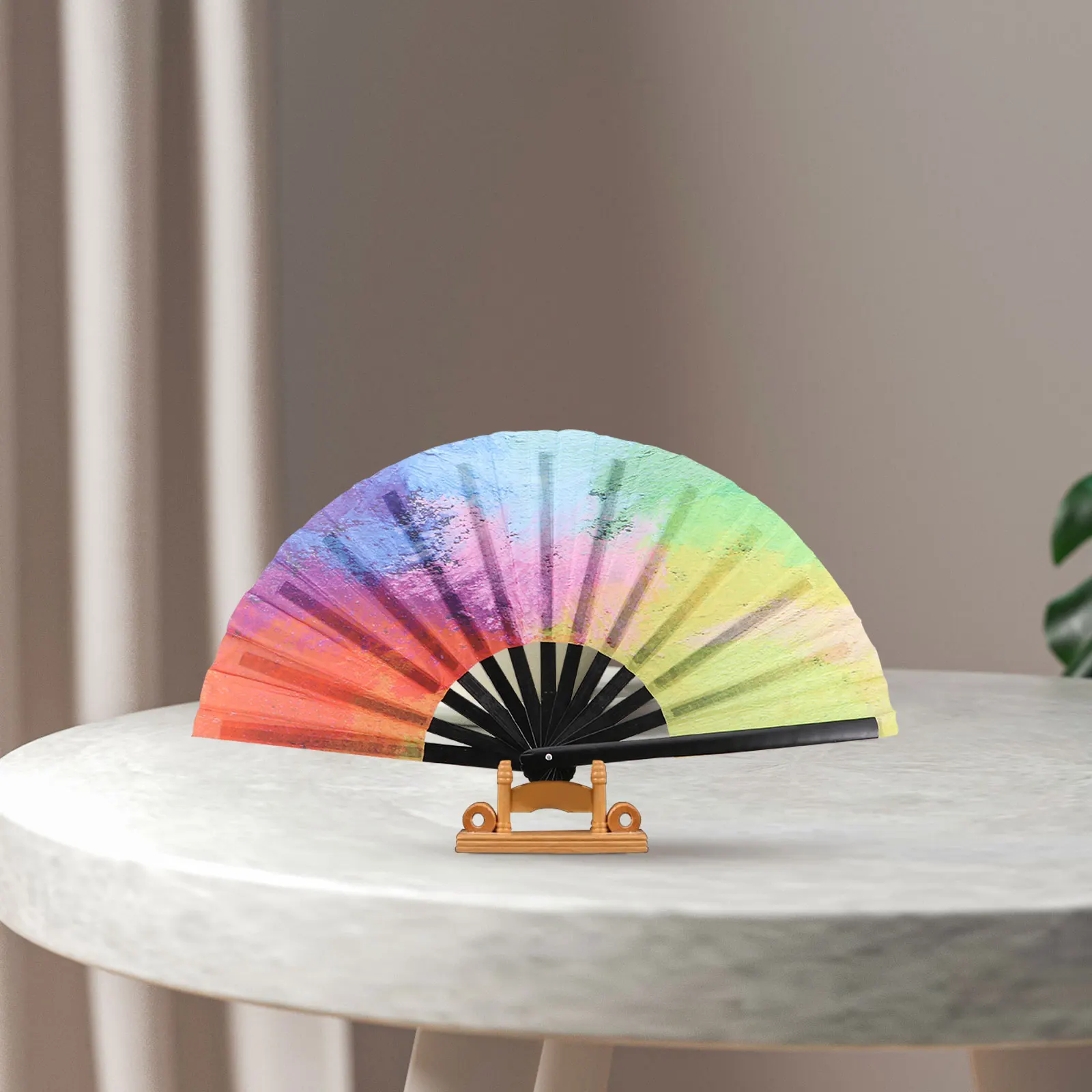 Japanese Style Folding Fan Colorful Design Decorative Craft Fan for Summer Weddings Strong Kids Girls H held Foldable