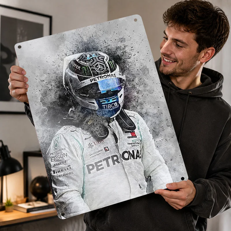 Valtteri Bottas Aluminum Posters Personalized Metal Tin Sign Bold Driver Profile Wall Art For Garage Studio And Track Followers