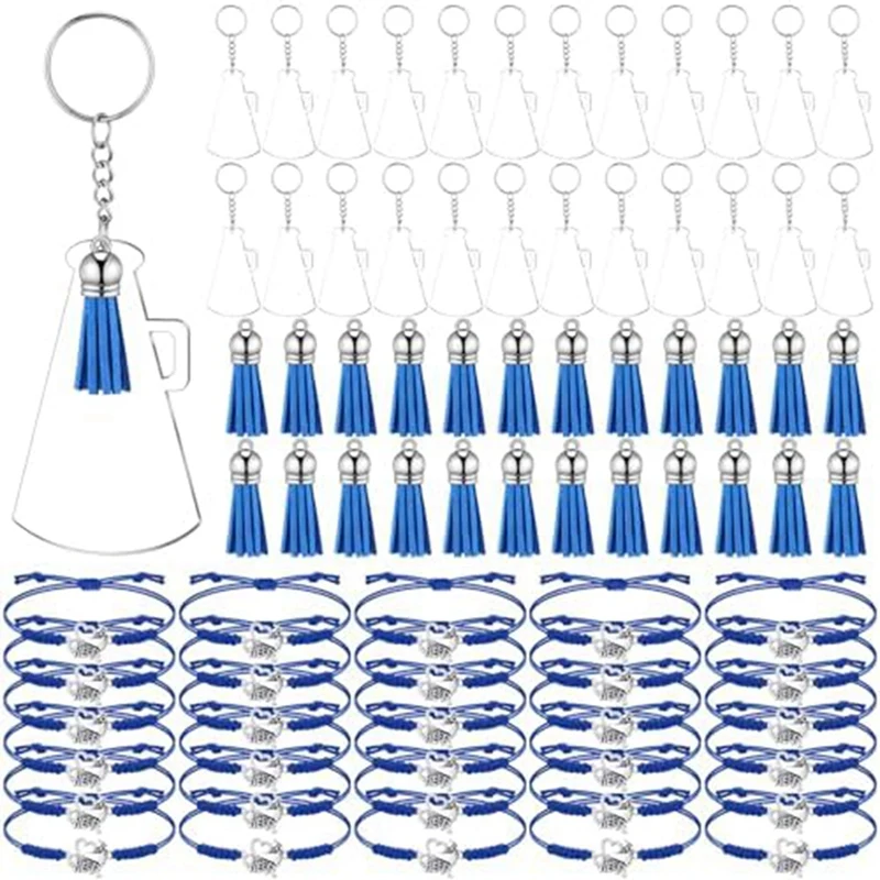 Cheerleader Gifts 24 Acrylic Cheer Key Chains with 24 Cheer Bracelets for Boys Girls Cheerleader Gifts