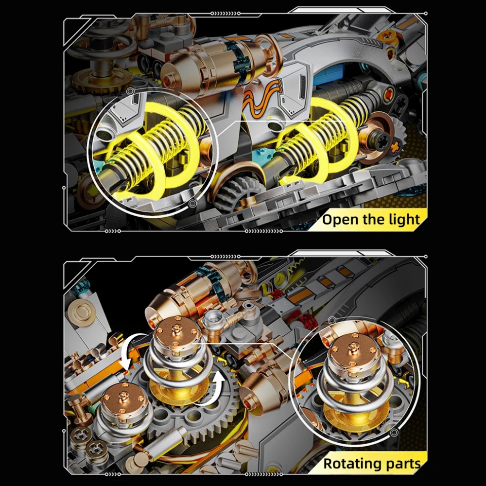 FUNXINEE 1388 Uds. Bloques de ballena mecánica Ocean Life con módulo de potencia de luz movimiento biónico adorno creativo caja de regalo MOC