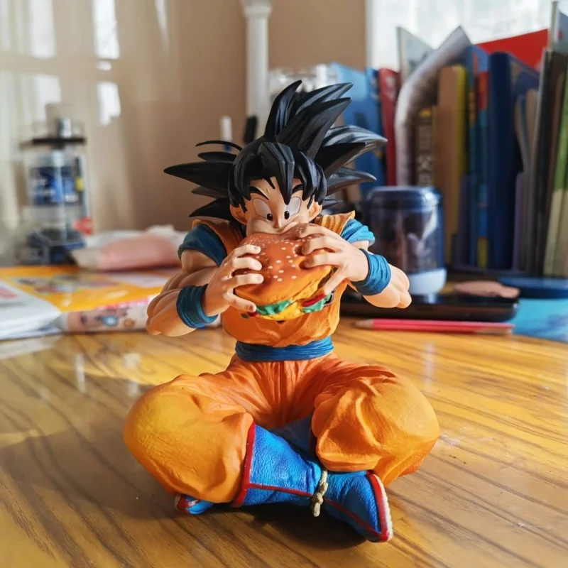 

In Stock Jt Statue Dragon Ball Son Goku Figure Goku Eat Hamburger 15cm/5.91inch Pvc Action Figures Collection Model Toys Gifts