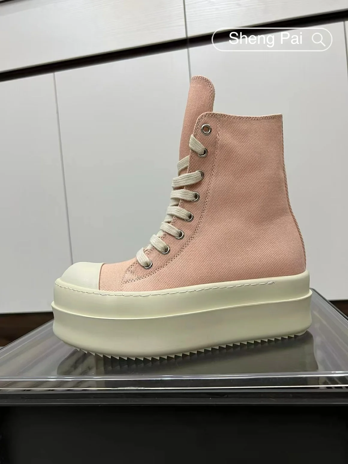 

Women's Boots Padded Sole Dirty Pink Canvas High Top Men's Casual Shoes Luxury Women Canvas Shoes Zip Lace Strap Platform Shoes