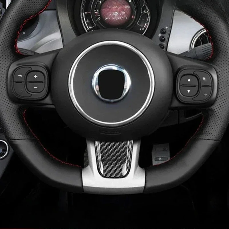 For Fiat For Abarth 595 695 Dry Carbon Fiber 2017+ Interior Steering Wheel Lower Chin Cover Decoration Modification Accessories