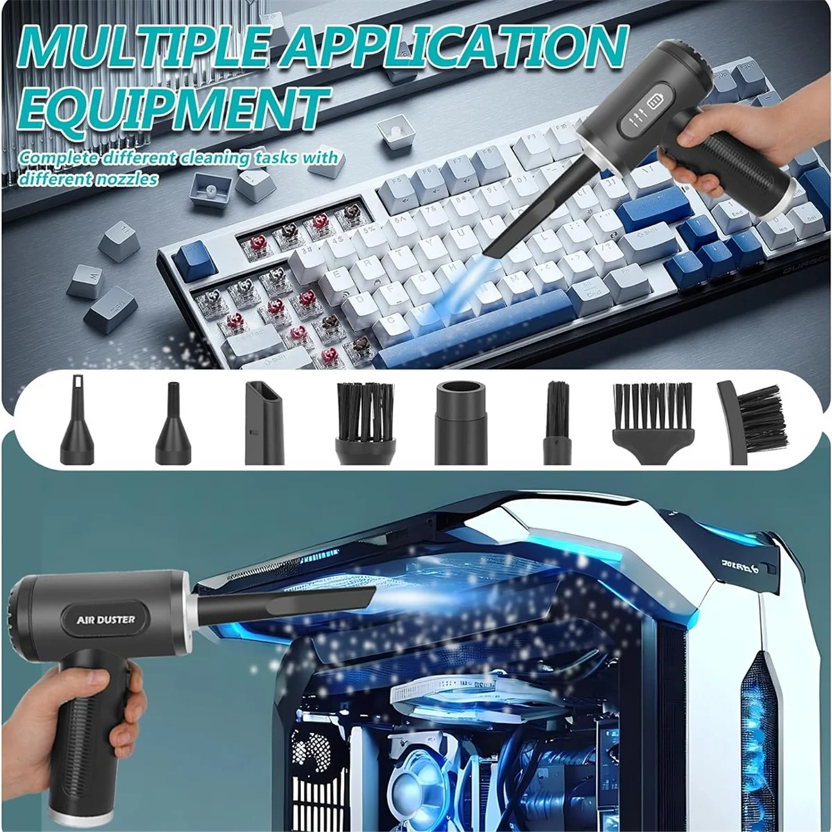 HOT 2-In-1 Electric Compressed Air Duster, Cordless Air Duster and Vacuum, Air Duster Blower, 3 Adjustable Speed