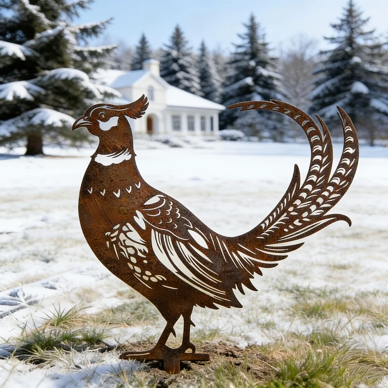 [2DPlane] Creative rustic-style metal crane and pheasant garden decorative sign Stylish courtyard decoration