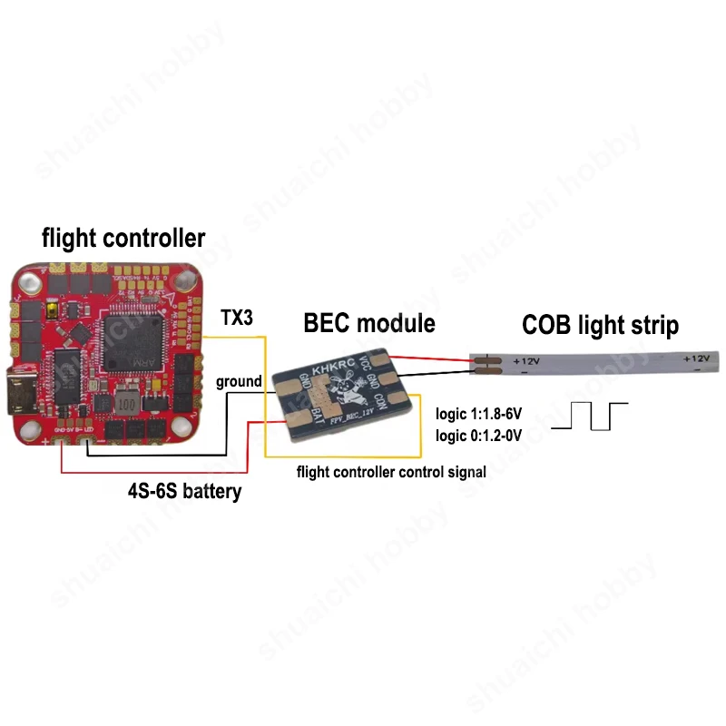 Carte de commutation de commande de bande de lumière LED, batterie 3S-7S, entrée 12V, sortie contrôlable, BEC Tech, COB, RC, FPV, importateur, avion, 1 pièce