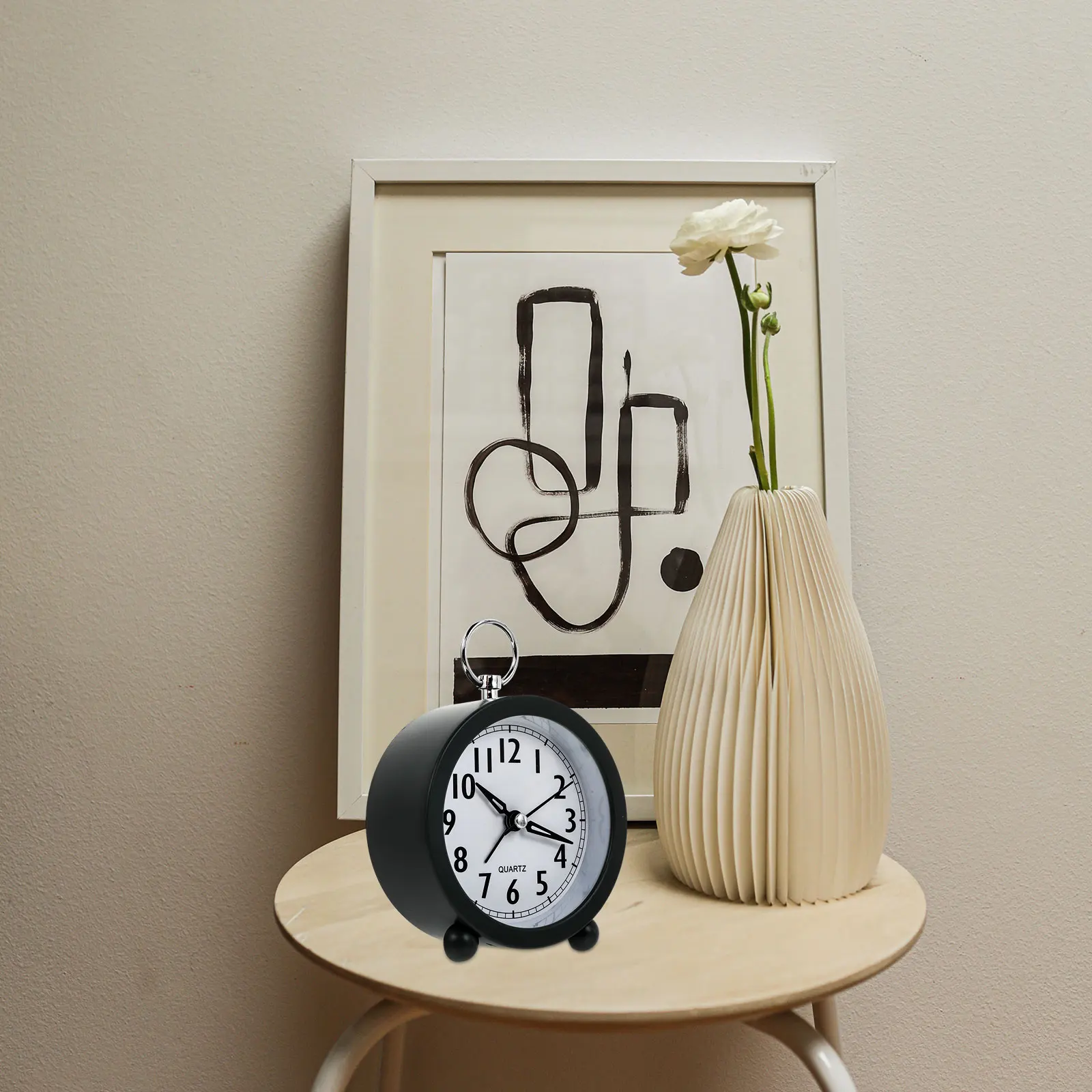 

Macaron Color Desk Alarm Clock Round Table Kids Creative Office Decor Modern Student Bedroom Plastic Glass Elegant Design