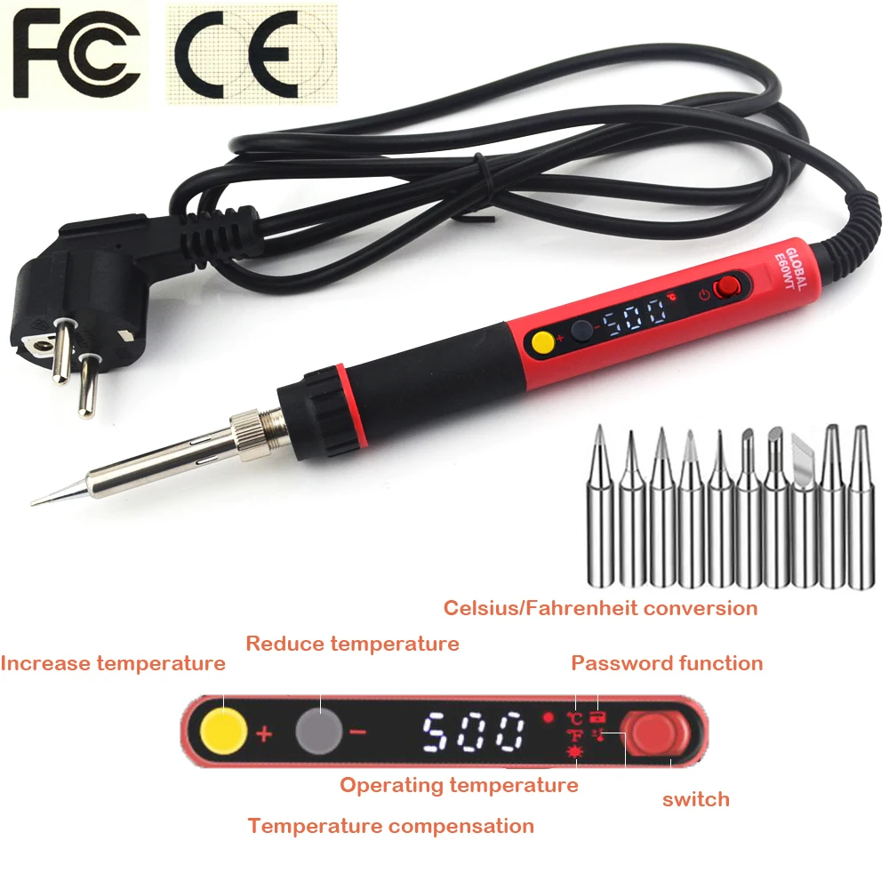 

CXG E60WT LED Digital Constant Temperature Adjustable Professional Electric Soldering iron 220V 110V 60W rework Welding Tool